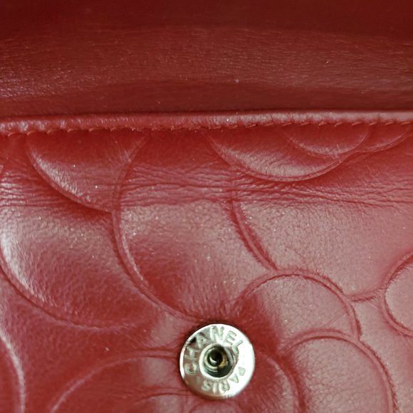 CHANEL RED CAMELLIA LAMBSKIN LONG WALLET - Picture 12 of 12